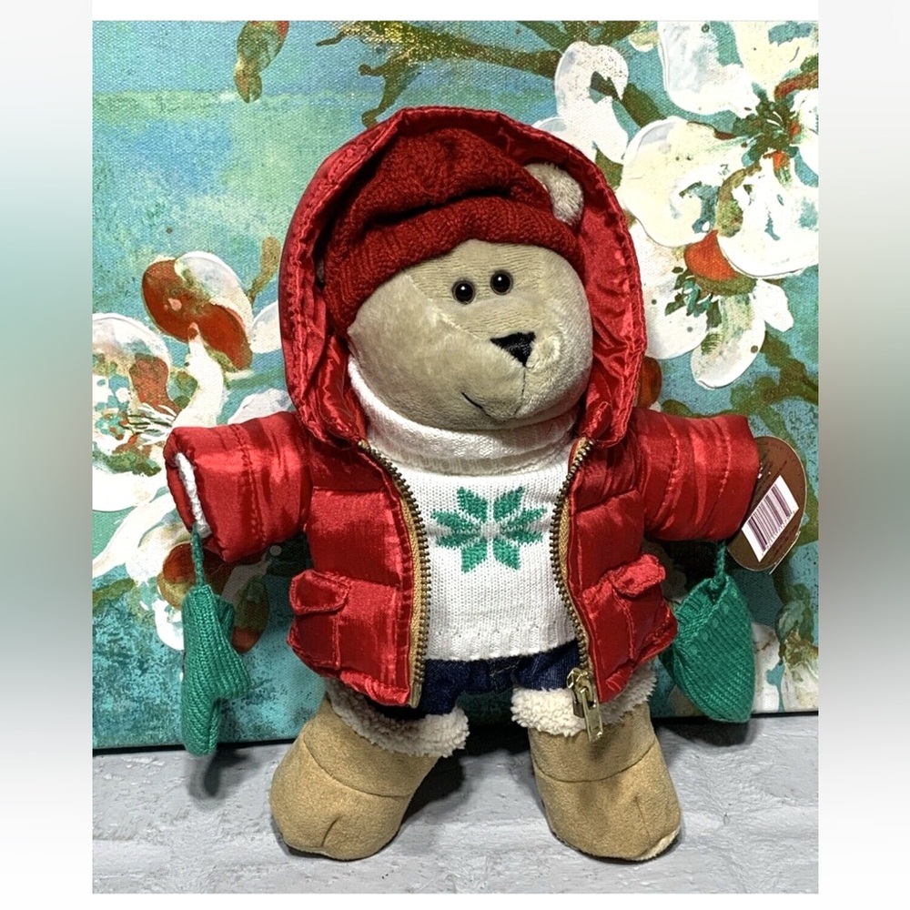 Starbucks Bearista Barista Bear Plush 2006 Puffer Coat Red Coffee Love 51st Ed - Picture 5 of 10